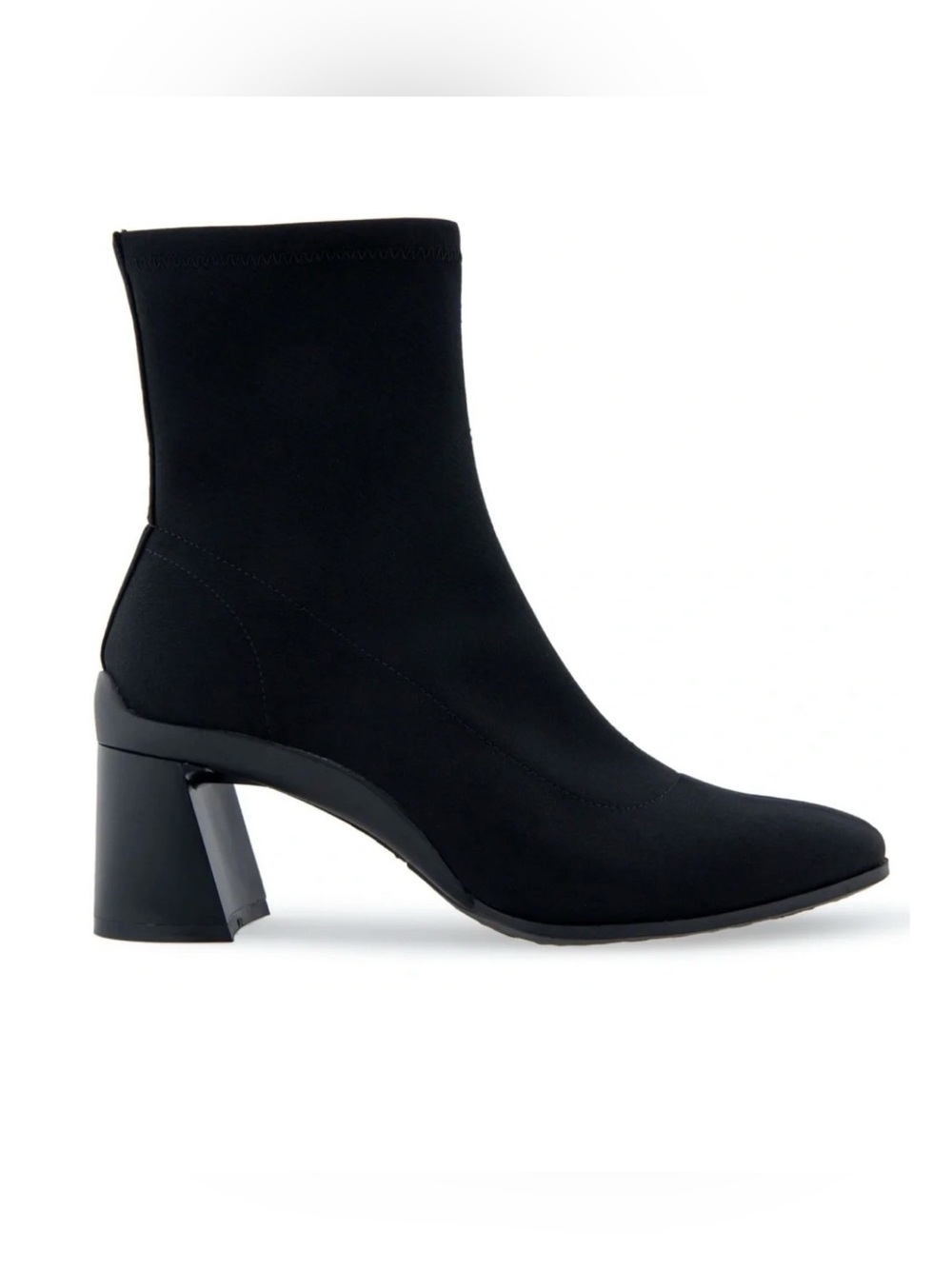AEROSOLES Black Stretch Sock Ankle Bootie with Block Heel